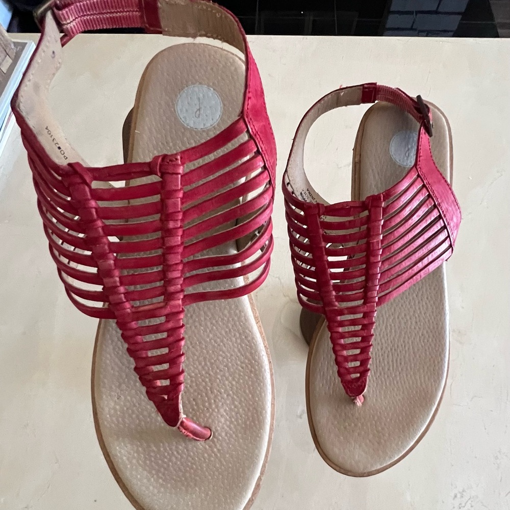 Red and Tan Gladiator Sandals